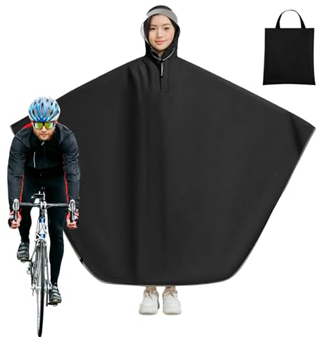 Generico Poncho Impermeabile | Giacca da Pioggia per Campeggio | Impermeabile Leggero con Cappuccio e Bande Rifrangenti per Campeggio Escursioni Ciclismo Attività All'aperto Uomo Donna