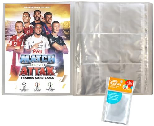Bundle mit Match Attax Champions League Trading Cards - 1 Leere Sammelmappe + Exklusive Collect-it Hüllen (2025/26)
