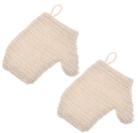 CONGARTENO Dual-sided Exfoliating Wash Gloves 2pcs Cotton-linen Bath Mitts Body Scrubber for Shower Dead Skin Removal and Skin Cleansing