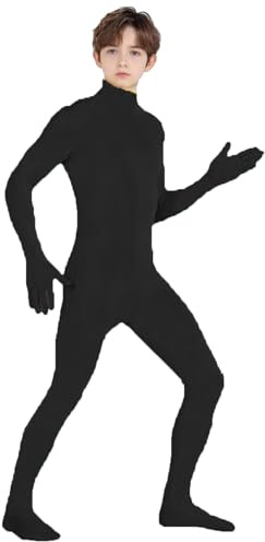 Unisex Kids' Open Face Unitard Full Body Costume Bodysuit for Adults and Kids Stealth Suits for DIY Party Outfit Halloween Cosplay Fancy Dress for Boys Girls UK (Black #2, 11-13 Years)