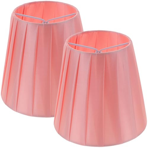 Cabilock Pantalla de Lámpara Clip de Tela Plisada 2 Piezas Color Rosa Tamaño Pequeño Accesorio para Lámpara de Mesa Pared y Pie Cubierta Decorativa y Habitación