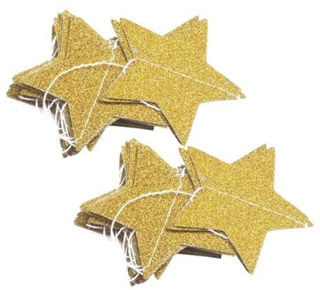 2 Stücke Gold Stern Girlande, Glitzer Girlande Banner für Hochzeit Geburtstag Baby Shower Party