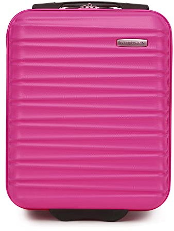 WITTCHEN Reisekoffer Rollkoffer Trolley Mittlerer Koffer Reisekoffer Hartschale aus ABS Mittelgroßkoffer mit 4 Spinner-Rollen Zahlenschloss Groove Line Größe M rosa Lufthansa/Eurowings/Ryanair