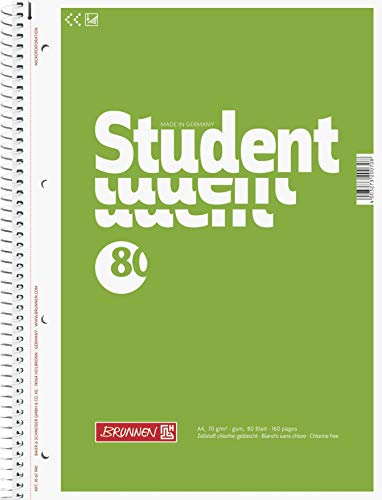Brunnen Collegeblock Student, A4, 70 g/m², 80 Blatt (5, A4 unliniert) [Kitchen & Home]