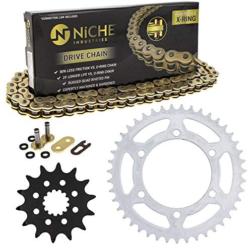 NICHE Drive Sprocket Chain Combo for Yamaha YZF-R3 MT-03 YZF-R25 MT-25 Front 14 Rear 43 Tooth 520V-X X-Ring 112 Links