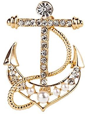 Marine Ruder Anker Broschen Pins Strass Broschen Anzug Hemdkragen Anstecknadel Abzeichen Schmuck Zubehör für Männer