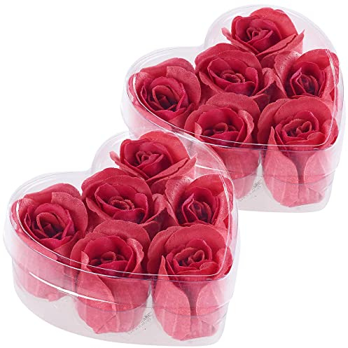 PEARL Baderosen: 2er-Set Geschenkboxen mit je 6 roten Rosen-Duftseifen (Duft-Rose Bad, Rosenköpfe-Seife, Badezimmer)