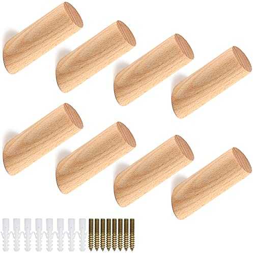 Jerxiero wandhaken holz 8 Stück Holz Haken,Wall Mountable Holz Kleiderhaken