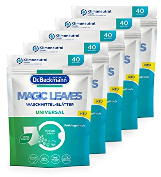 Dr. Beckmann MAGIC LEAVES Waschmittel-Blätter UNIVERSAL vordosierte & wasserlösliche Waschblätter platzsparend und leicht anzuwenden 5x 40 Blätter, 200.0 stück