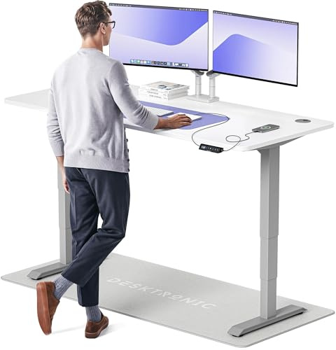 Desktronic HomePro Höhenverstellbarer Schreibtisch 180 × 80 cm – Elektrischer Schreibtisch Mit Zwei Elektrischen Motoren, Touchscreen-Steuerung und Integrierten USB-A- und USB-C-Ladeanschlüssen