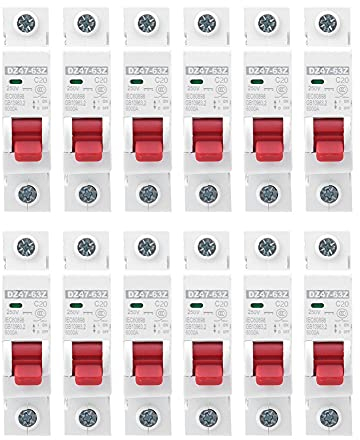 12 Stück Leitungsschutzschalter, 10A/16A/20A/32A/40A/63A DC 250V 1P MCB Air Switch Circuit Protection für Solar PV Anlage und Wohnmobil(20A)