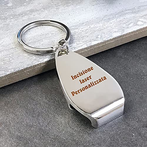Stileitaliano portachiavi apribottiglie personalizzato con incisione porta chiavi in metallo forma goccia (Personalizzato 1 Pezzo)