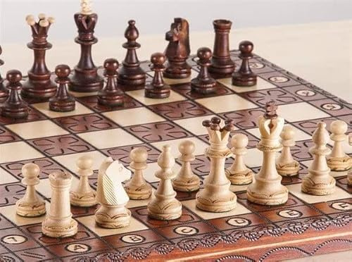 Hermoso juego de ajedrez con tablero de madera y piezas hechas a mano. Producto ideal para regalo, 40 cm