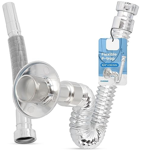 Siphon Waschbecken 5/4 x 32 mm Flexibel Abfluss Geruchsverschluss Abflussrohr Röhrensiphon für Küchenspüle Küche spülbecken Badezimmer