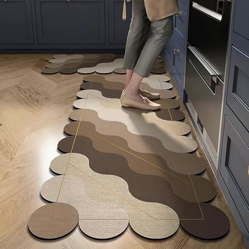 HEARSO Küchenläufer, waschbar, rutschfest, 2-teiliges Set, Küchenteppich, modern, stilvoll, Küchendekormatte für Flur, Esszimmer, 40 x 120 cm + 40 x 60 cm