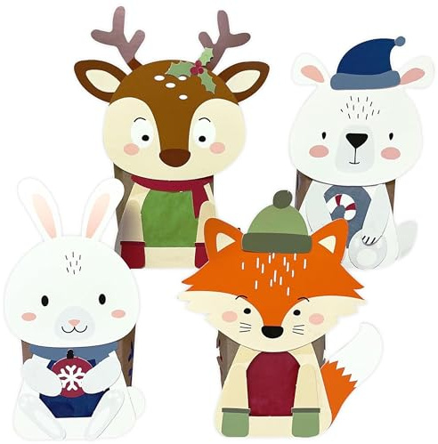 Papierdrachen Windlichter Bastelset - Weihnachten für Kinder - Hase, Fuchs, Bär, REH - Teelichthalter Basteln in Kindergarten & Grundschule - Deko 2025