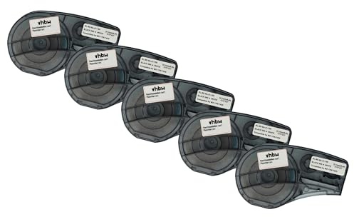 vhbw 5x Schriftband-Kassette kompatibel mit Brady M211 Etiketten-Drucker 6,4m x 19,05mm Schwarz auf Weiß, Polypropylen