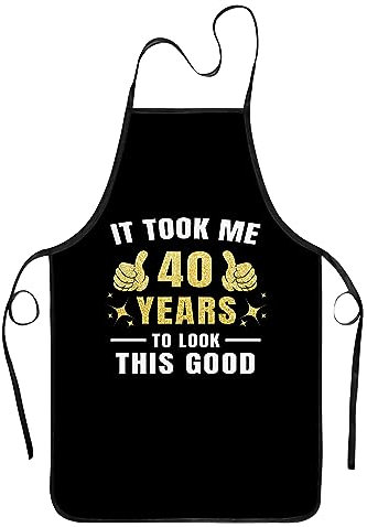Lrtyuasq Regalos de cumpleaños número 40, 45, 50, 55, 60, para mujeres y hombres, divertido delantal de chef para mujeres y hombres, asar, cocinar y hornear, 40 horas, Talla única