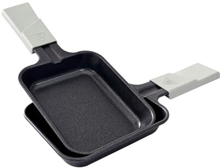 LAGRANGE Juego de 2 sartenes raclette rectangulares mango gris