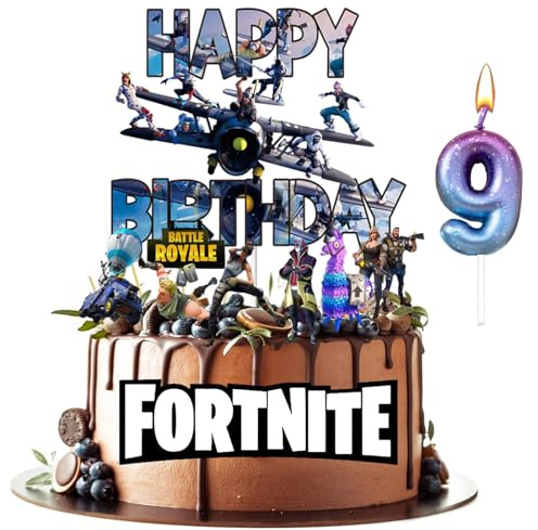 9th Video Game Happy Birthday Cake Topper, Paper Badge Party Supplies Decoration Supplies for Adults
