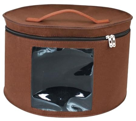 SiaBiced Hutbox für Die Sichere Lagerung von Hüten mit Deckel, Braun 43x26cm