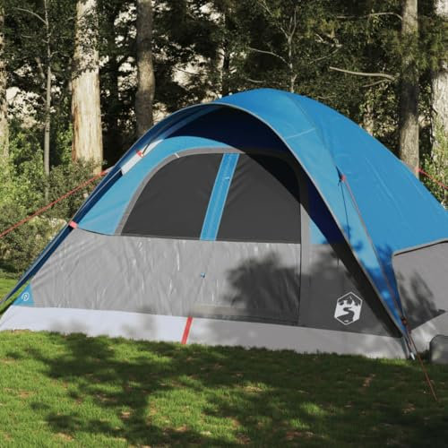 Tino Tech Kuppel-Familienzelt 6 Personen Outdoor Tent 334x273x190 cm Gruppenzelt Winddicht Campingzelt Große Wurfzelt Festivalzelt Wurfzelte für Familie Gartenzelte im Freien Polyester Blau