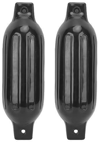 Psytfei Bootsfender Stoßstangen 2 Stück Twin Eye Ribbed Schlauchbootfender zum Andocken von Yachten Fischerbooten Pneumatikbooten Schwarz 5,5 x 20 Zoll
