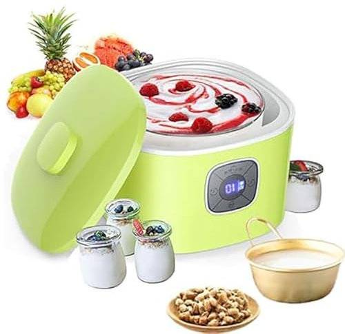 JODAIS Yogurtera, Yogurtera Eléctrica, Yogurtera Probiótica con 1 Tarro de Vidrio de 1L y 4 Vasos Reutilizables de 100ml, Yogurtera Automática con Control de Tiempo para Uso en la Cocina Doméstica