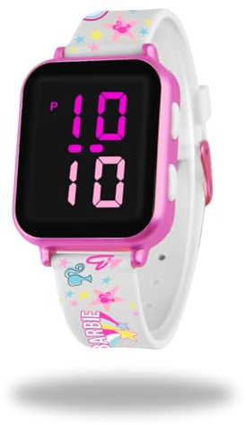 ODS - Barbie, Orologio Digitale Led Wr 3 Atm, Resistente all'Acqua, Formato 12-24 ore, Fondo in Acciaio Inossidabile, Giocattolo per Bambini, Età Consigliata +3