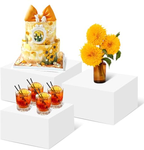 CODOHI Buffet Risers, 3 Pcs Large White Acrylic Food Risers, Dessert Table Display Set for Buffet Table, Acrylic Display Stands for Catering Dessert Jewelry Figures Show ( 25 - 28 - 30cm )