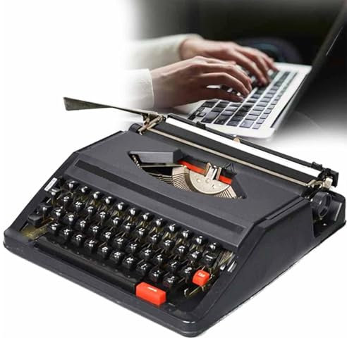 ZJHESXV Mechanische Schreibmaschine mit Etui, manuelle Retro-Schreibmaschine, für Notizen oder Briefe oder kreatives Schreiben, literarisches Objekt des Schriftstellers, Schwarz