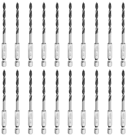 QUARKZMAN 20 Stück Brad Point Bohrer 4mm Durchmesser mit 1/4 Sechskantschaft Holzbohrer aus Hochkohlenstoffstahl 43mm Bohrtiefe Metall Spiral-Twist-Bohrwerkzeug für Holzverarbeitung