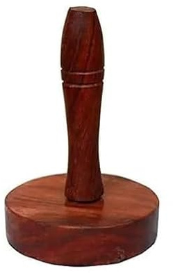 BRACOP® Wooden Potato Masher Garlic Pepper Crusher Professional Kitchen Cooking Tool Small Wood Handle Masher For Patato, Pav Bhaji Handmade Roti Chapati Press Wood Masher