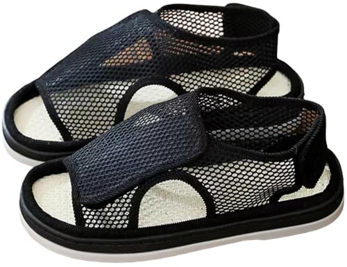 Sandali Estivi Extra Larghi per Diabetici – Pantofole Ortopediche per Piedi Gonfi e Sensibili, Gotta, Riabilitazione, Morbide e Comode (Nero, Sistema Taglie Calzature EU, Adulto, Numero, Larga, 37)