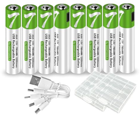 8 batterie AAA USB Type-C AAA agli ioni di litio ricaricabili, ad alta capacità, 1,5 V, 500 mAh, 750 mWh ricaricabili, con cavo di ricarica
