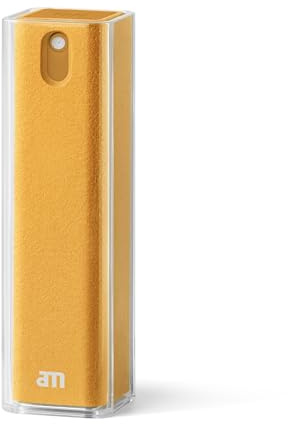 am Spray Pulizia Schermo 2 in 1 con Panno in Microfibra Integrato per Smartphone, Tablet, Laptop, Monitor PC, Smart TV e Display Auto, Ricaricabile (Giallo, 1 Pack)