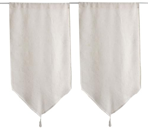 ED ENJOY HOME Paire de vitrages Ecru 60x160cm, Passe Tringle, Lin et Polyester, Protège des Regards extérieurs, pour Chambre et Salon