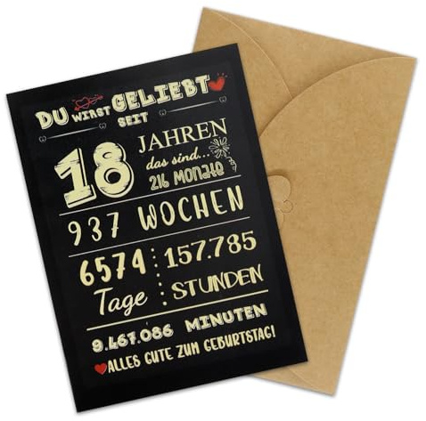 Ourdort Geburtstagskarte 18, Geburtstagskarten Set Mit Umschlag Kraftpapier | Geburtstagskarte 18. , Geburtstagskarten Set Mit Umschlag Kraftpapier, Lustige Geschenke zum 18 Geburtstag Mädchen & Jungen