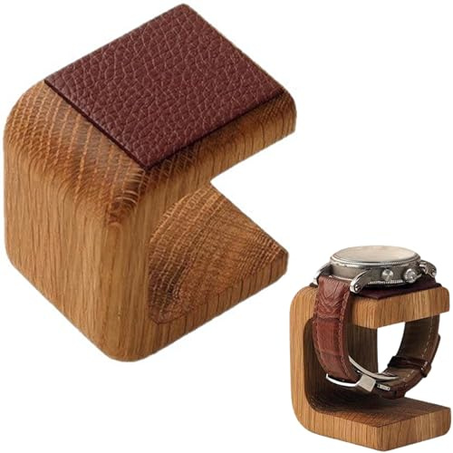 HAOWYYUU Uhrenständer, Uhrenhalter aus Holz, Uhrenaufbewahrung Uhren Halterung mit Leder Pad, Watch Stand Holder für Uhr Aufbewahrung & Display