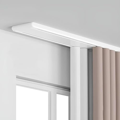 Generico Binario per Tende in Alluminio per Impieghi Gravosi,Binario per Tende a Doppio Binario, Asta per Tende Montaggio a Soffitto,Scorrimento Silenzioso, per Camera da Letto,Bianca,1.8m