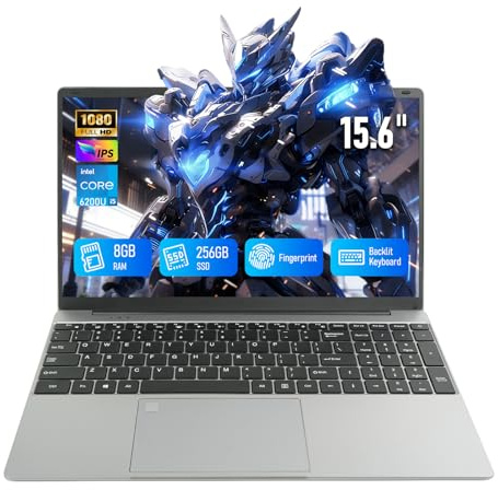 LPNAWZ Ordinateur Portable 15.6 Pouces, Core i5-6200U 8 GO RAM 256 GO SSD Grande Autonomie, FHD IPS PC Portable Déverrouillage Empreinte Digitale Laptop USB3.0 Wi-Fi5 HDMI BT5.0 Bureau Études