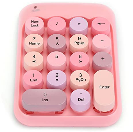 LUCKDANO Numerisk Knappsats Vintage Mini 2.4G Trådlös Numerisk Knappsats – Retro Färgglad Rund Keps, Vattentät 18-knapps för Finansiell Redovisning, Plug and Play, Kompatibel med Bärbar Dator och