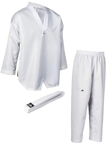 adidas Taekwondoanzug Start II Eco | Dobok mit neuem WT Logo | für Kinder und Erwachsene | Leicht und atmungsaktiv | Revers Weiß | für Training und Wettkampf | für Körpergröße 100-210 cm