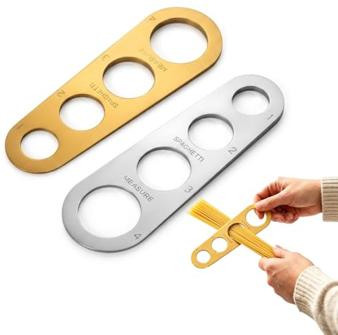 2 Pcs Stainless Steel Spaghetti Measurer Tool,Pasta Measure Tool | for 1 to 4 Portions, Essential Kitchen Tools for Family Cooking（Gold + Silver）