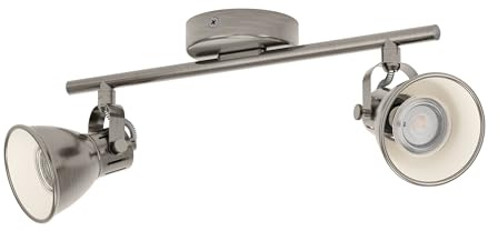 EGLO LED Deckenlampe Seras, 2 flammige Deckenleuchte industrial | Deckenstrahler aus Metall, Wohnzimmerlampe in Nickel-Antik, Flurlampe, Spots inkl. GU10 Leuchtmittel, warmweiß