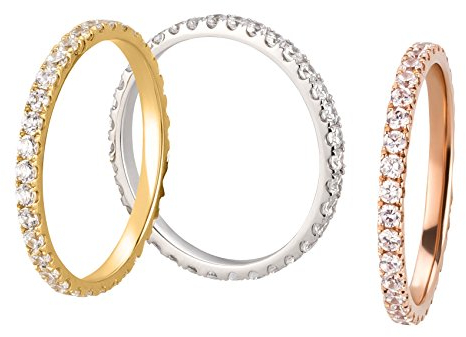 Ardeo Aurum Damenring aus 375 Gold Rosegold mit Zirkonia im Brillant-Schliff Memory-Ring Eternity Vorsteckring