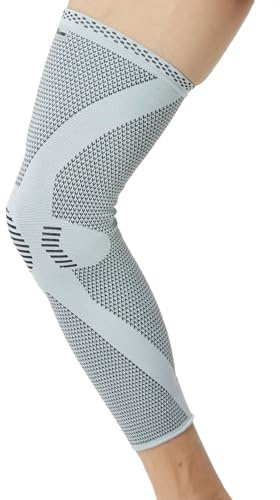 NEOtech Care - Manga de compresión para rodilla y pierna - Tejido de punto de fibra de bambú - Material elástico y transpirable (Gris, Talla S, 1 Unidad)
