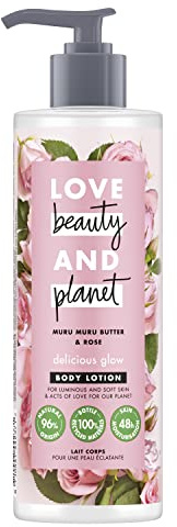 Love Beauty And Planet Muru Muru Butter and Rose Vegan Feuchtigkeitsspendende Körperlotion für trockene Haut, 400 ml