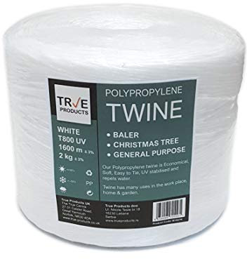 True Products White Polypropylene Baler Twine Christmas Tree Baling Binding Strong 2kg 1600m