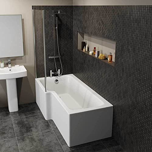 1600mm L Shaped Left Hand Shower Bath Bathtub Screen Front End Panel Acrylic Bathroom